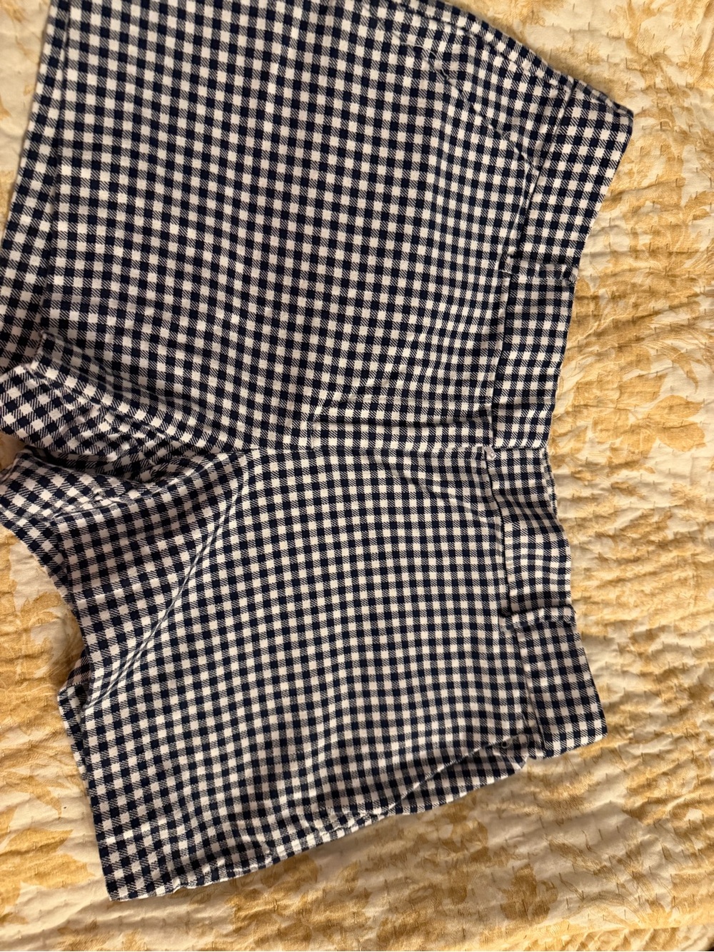 LOFT Navy and White Gingham Shorts